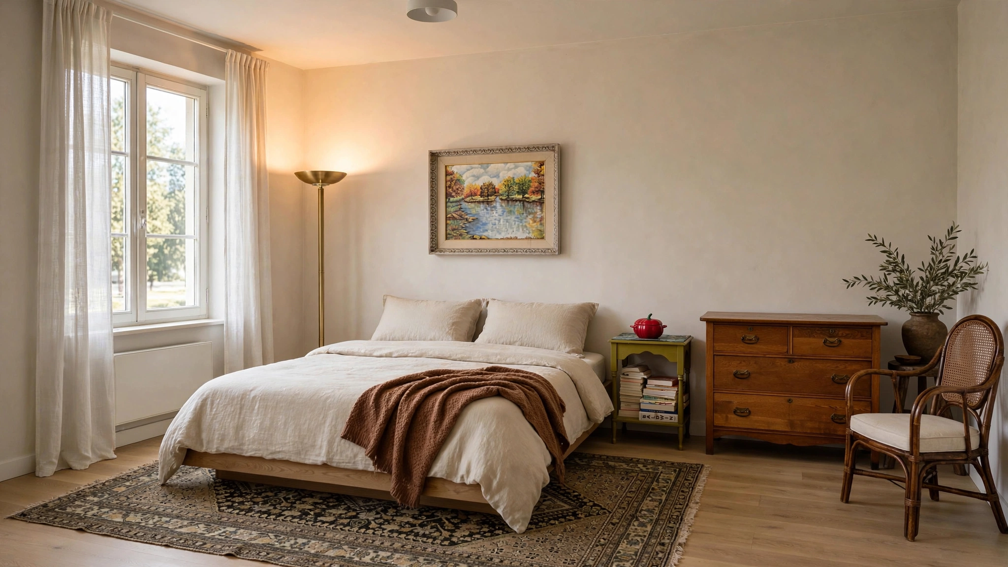 Redecorated bedroom preview using Facebook Marketplace items